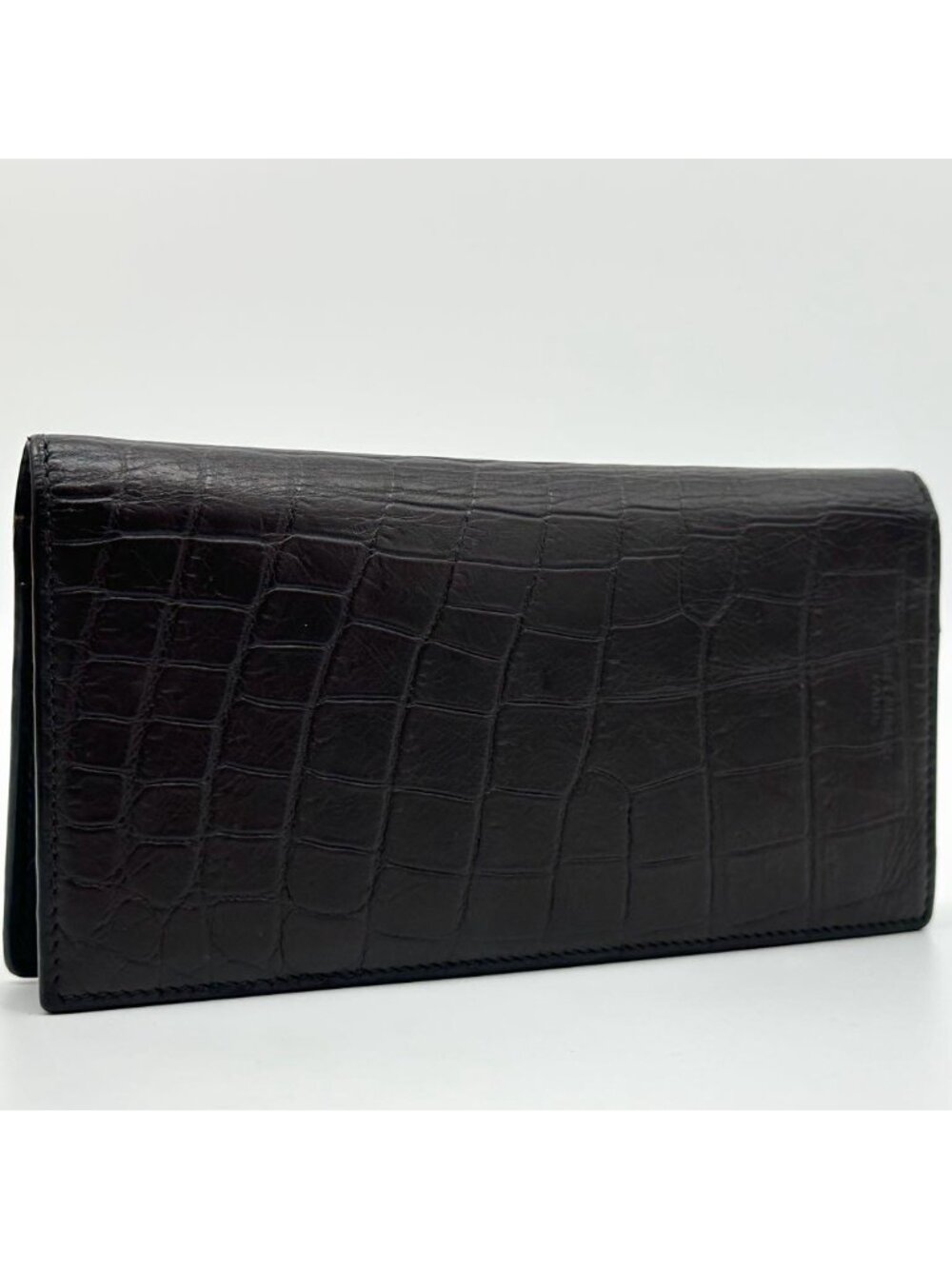 Saint Laurent Croco Bifold Wallet Leather Brown - Picture 15 of 15